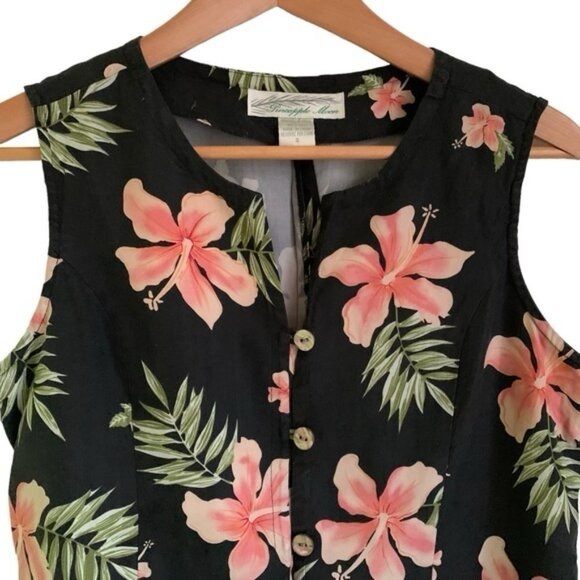 Pineapple  Moon Vintage Silk Blouse - Picture 2 of 5